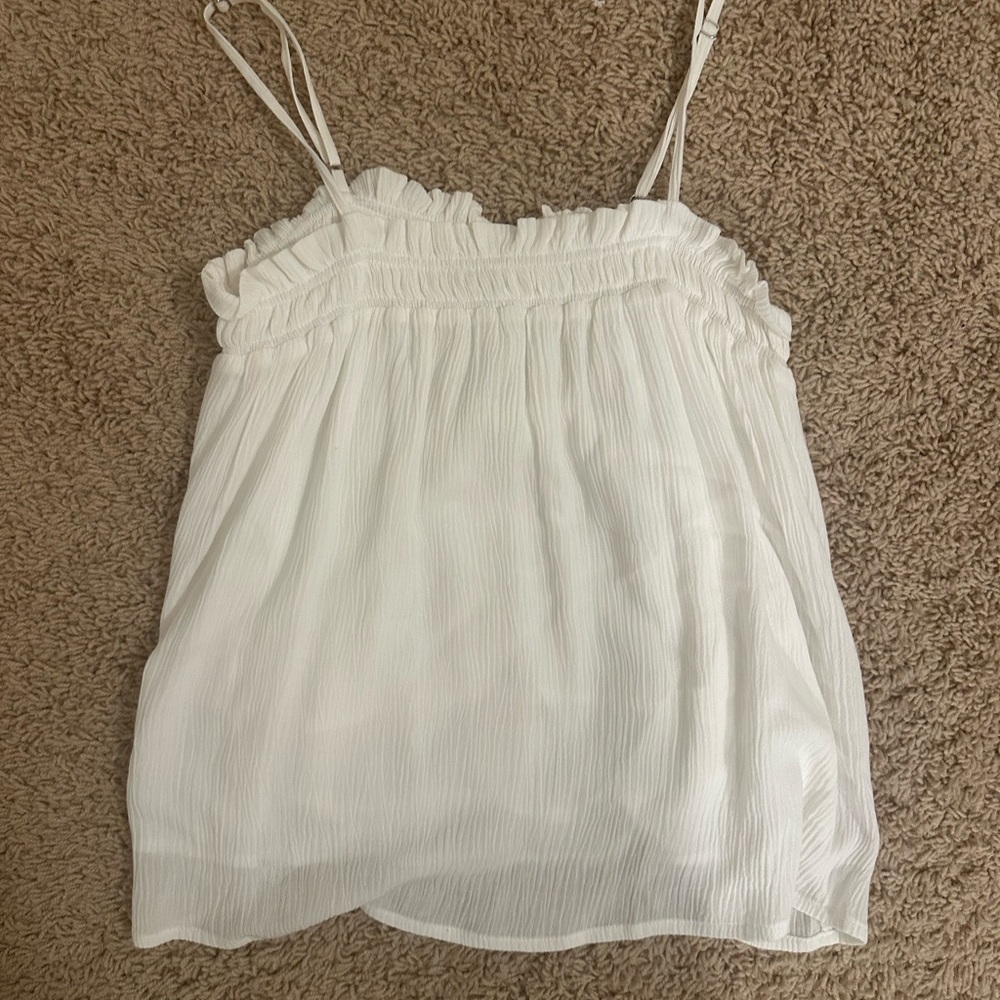 Z Supply White Smocked Spaghetti Strap Camisole